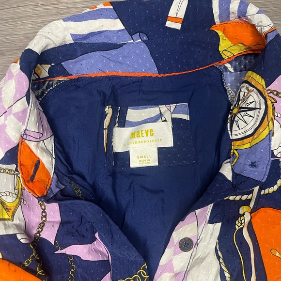 Anthropologie Maeve Shirtdress Buttondown Nautical Navy Sailing Boat Size Small - Picture 10 of 13